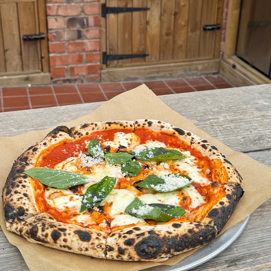 A freshly baked Neapolitan pizza at the Delaval Arms